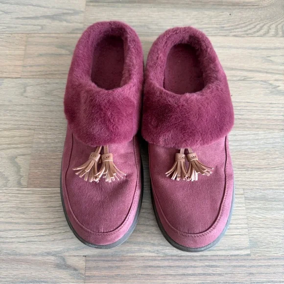 VIONIC Microfiber Slippers with Suede Tassel Faux Fur - Perrin Size 11 - Picture 1 of 7